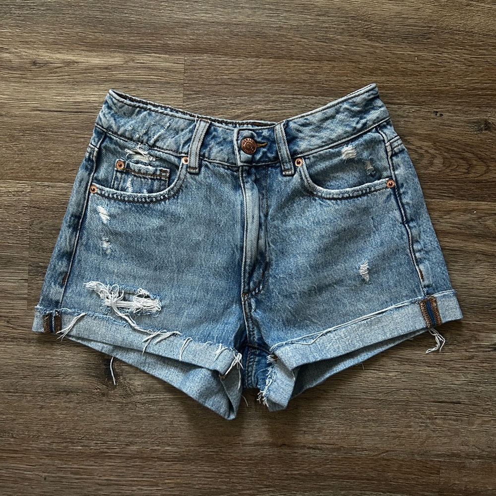 Garage Blue Distressed Jean Shorts